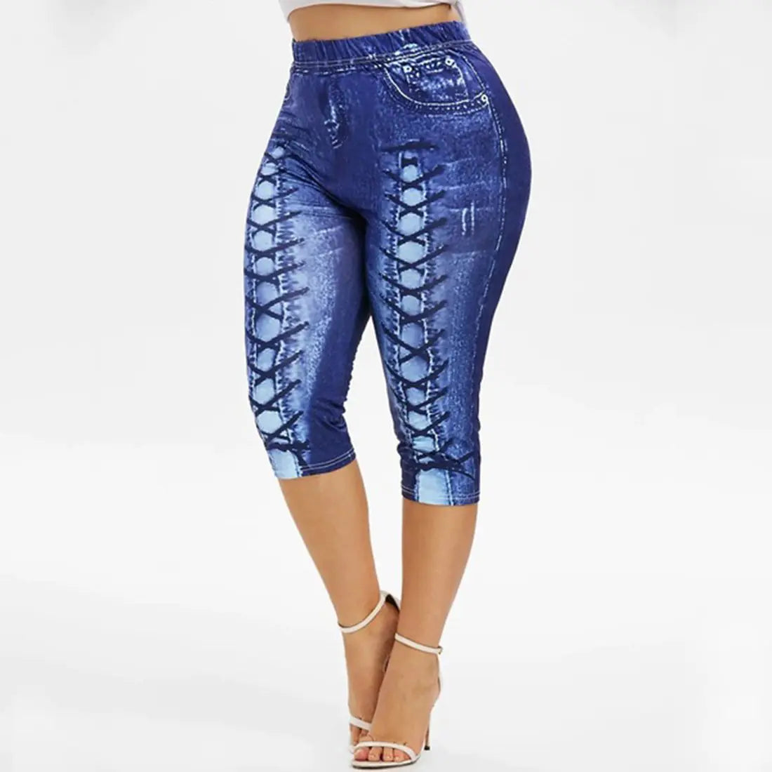 Digital Printing Plus Size Denim Sports Leggings