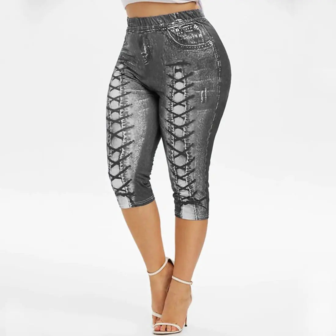 Digital Printing Plus Size Denim Sports Leggings