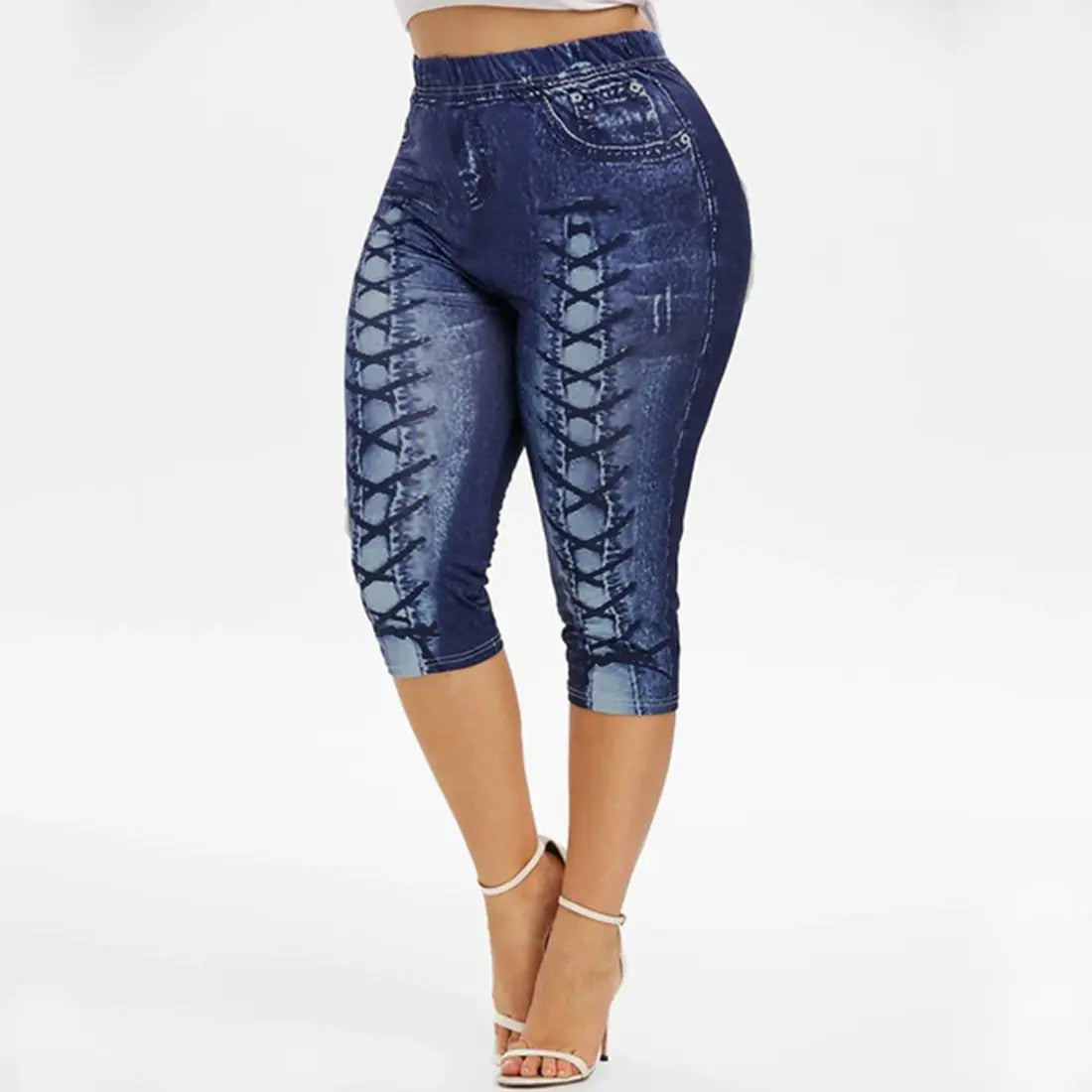 Digital Printing Plus Size Denim Sports Leggings