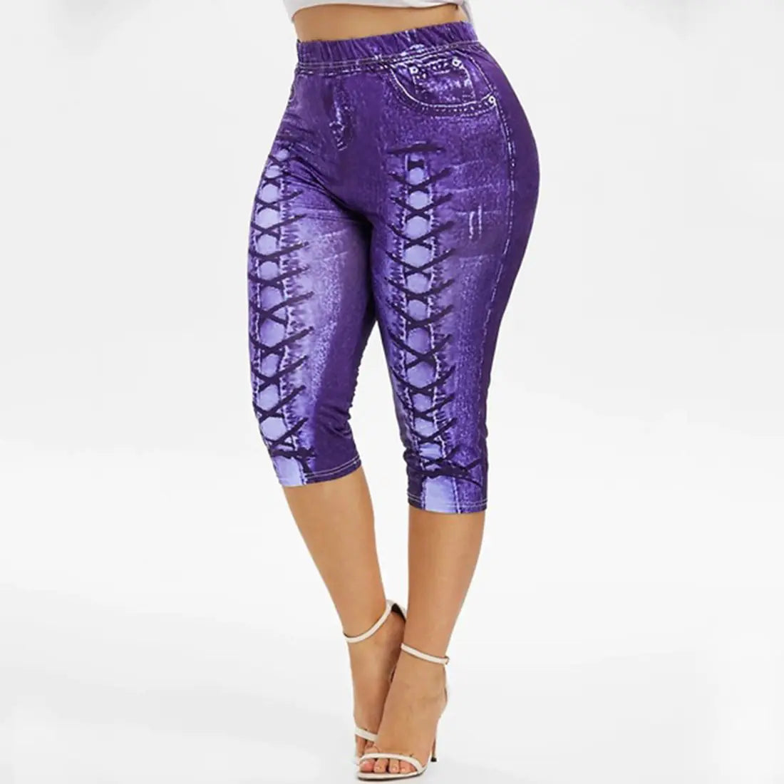 Digital Printing Plus Size Denim Sports Leggings