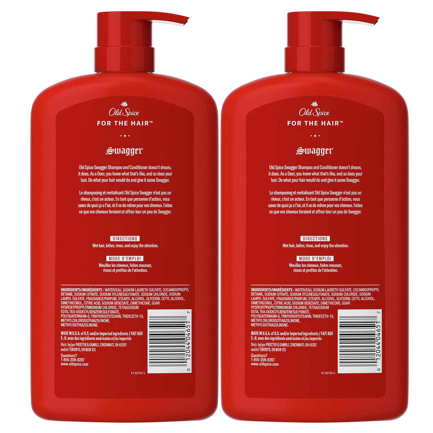 Old Spice Swagger 2-in-1 Shampoo and Conditioner Set for Men, Cedarwood Lime Scent, Get Up To 80% Fuller-Looking Hair, Barbershop Quality, 29.2 Fl Oz Each, 2 Pack Swagger 2-in-1 Twin Pack