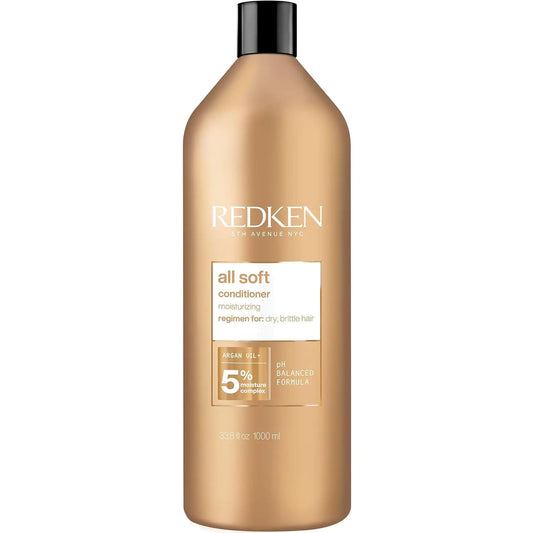 Redken All Soft Conditioner | Deeply Conditions and Hydrates | Softens, Smooths, and Adds Shine | Safe for Color-Treated Hair | Nourishing Shampoo for Dry Hair | With Argan Oil 33.8 Fl Oz (Pack of 1)