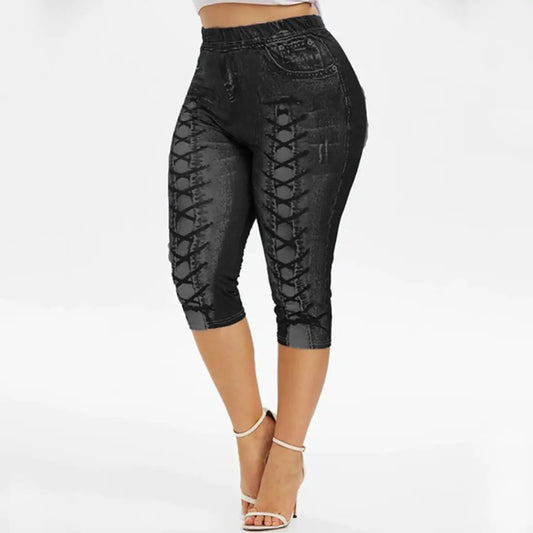Digital Printing Plus Size Denim Sports Leggings